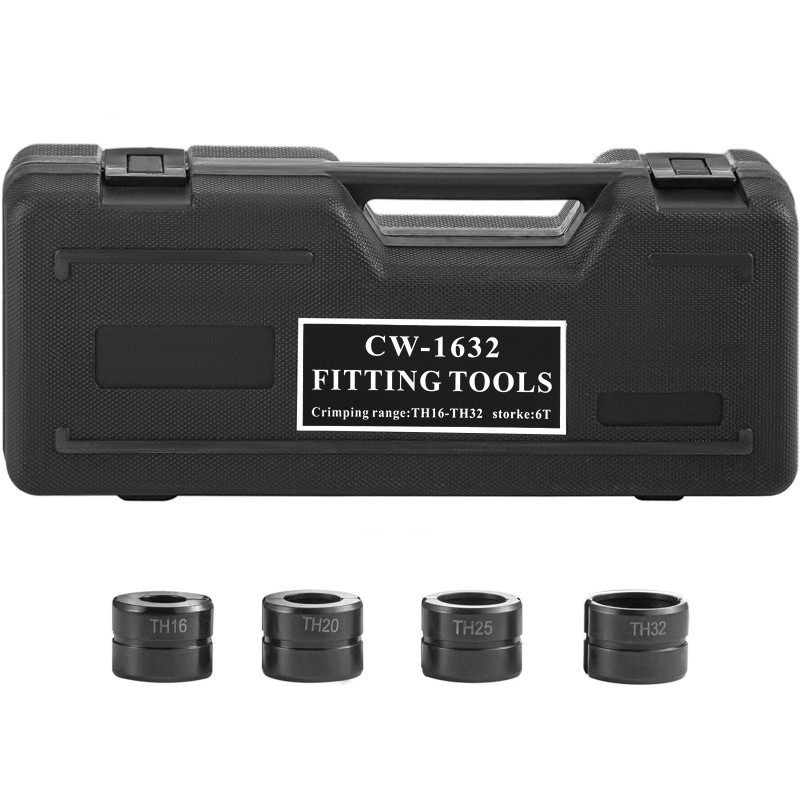 Hydraulinen puristuspihdi karkaistua terästä kuusi tonnia 16–32 millimetriä vaihdettavilla leuoilla putkille