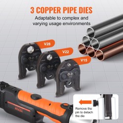 Johdoton sähköinen puristustyökalu kupari- ja ruostumattomille putkille 2x18V 4,0Ah puristusleuoilla