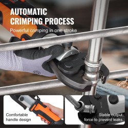 Akkukäyttöinen putkipuristin M15 M22 M28 leuoilla kahdella 18V 4.0Ah akulla