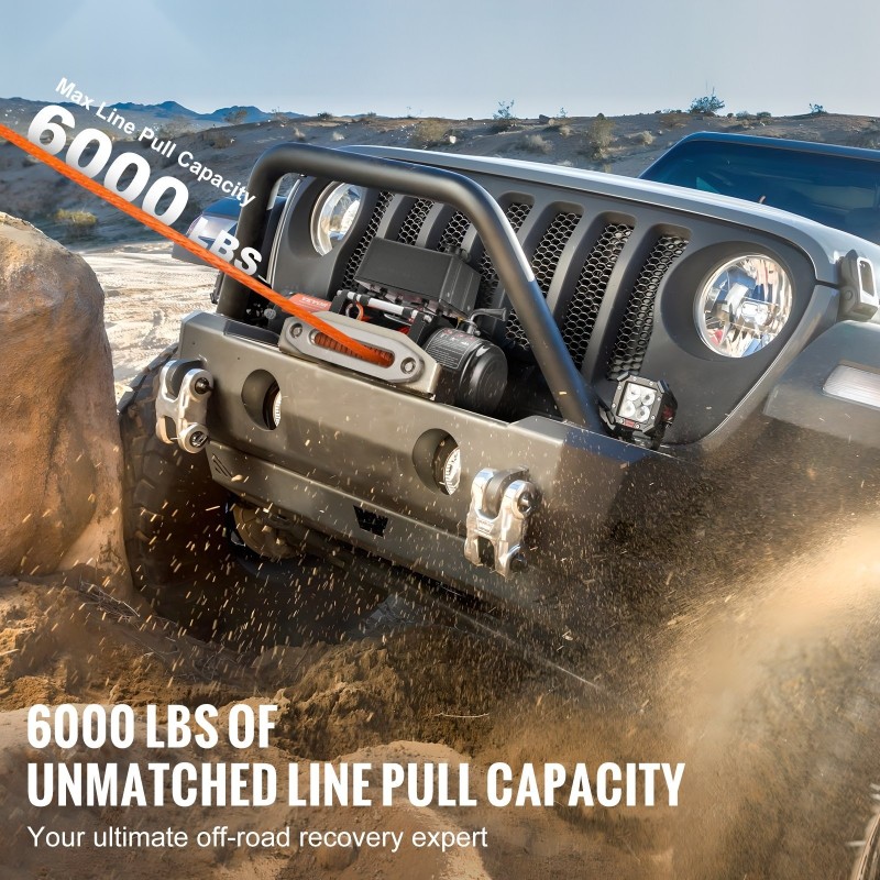 Sähkövinssi 2722 kg vetokyky 12V synteettinen köysi IP55 langaton kaukosäädin