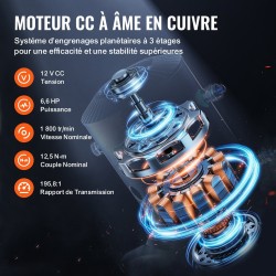 Sähkövinssi 12 V tasavirta 6,6 hv 6123 kg vetokyky teräsvaijerilla IP55 suojaus