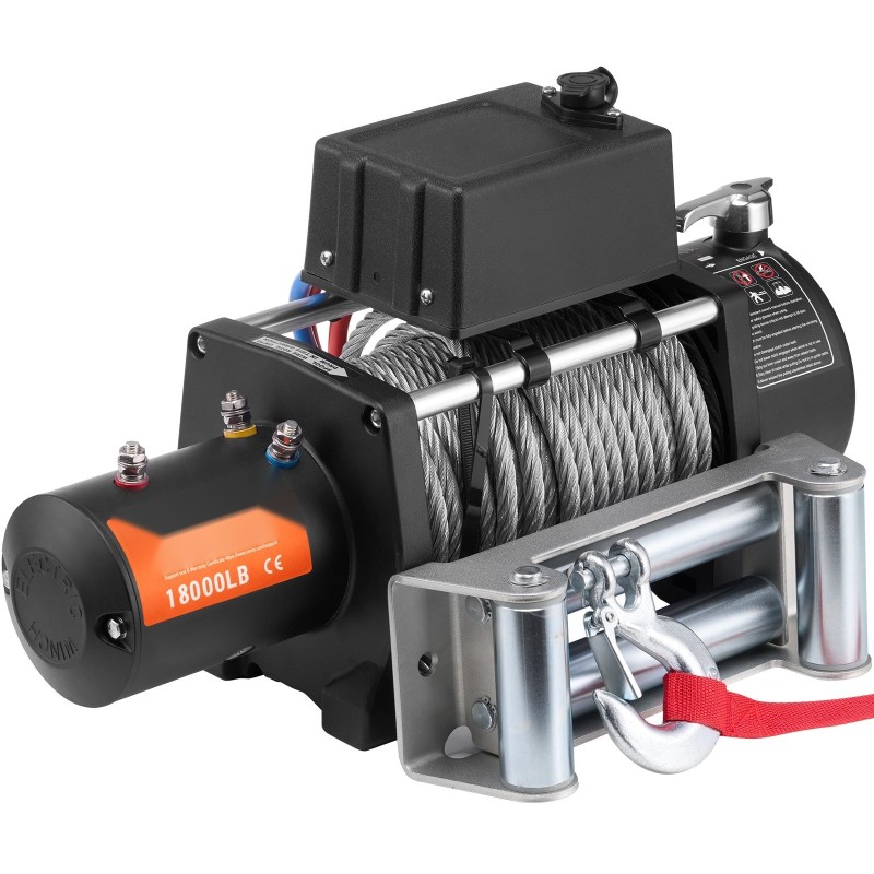 Sähkökäyttöinen vinssi 12V 8165 kg teräsvaijerilla IP55 kaukosäätimellä maastoautoille