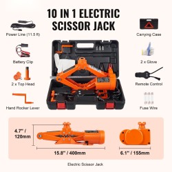 Sähköinen saksitunkki 3 tonnia 12V teräs alumiini kaksi tukipäätä sisäänrakennettu valo henkilöautoille