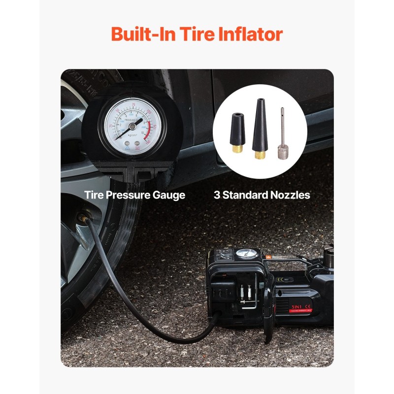 Sähköhydraulinen tunkki 5 tonnia 12 V sisäänrakennettu kompressori sähköinen iskumeisseli LED-valo