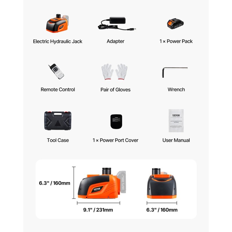 Sähköinen hydraulinen autotunkki 5 tonnia säädettävällä nostokorkeudella LED-valolla kaukosäätimellä