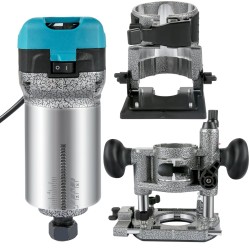 Puujyrsin 710 watin alumiiniseosrunko kallistettava ja upotettava pohja kolmella holkilla