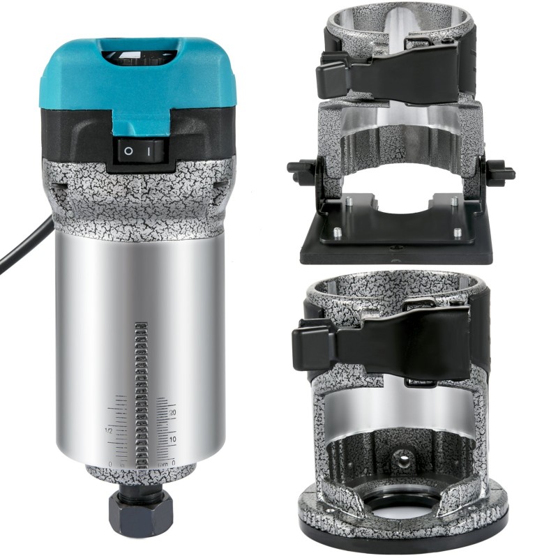 Puujyrsin 710W alumiiniseos kolmella pohjalla säädettävä kierrosluku