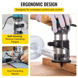 Puujyrsin alumiiniseosrunko 710W kiinteällä alustalla 3 istukkaa 13000–33000 r/min