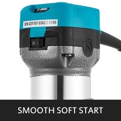 Jyrsin 710 W kompakti puuntyöstöön säädettävä 10000–30000 kierrosnopeus pehmeä käynnistys alumiinirunko