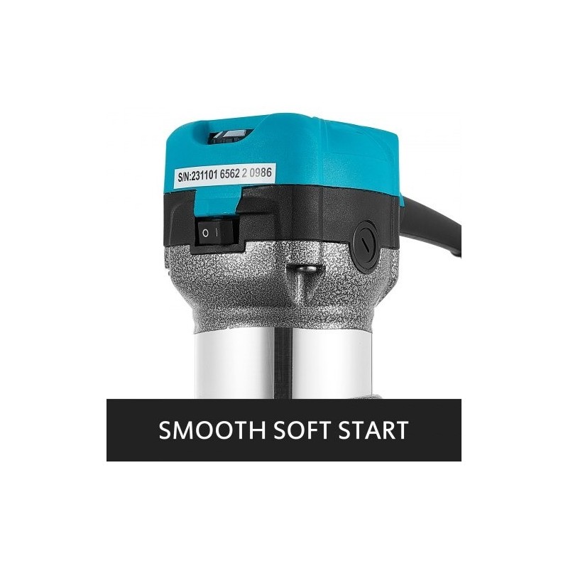 Jyrsin 710 W kompakti puuntyöstöön säädettävä 10000–30000 kierrosnopeus pehmeä käynnistys alumiinirunko