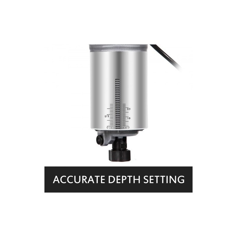 Jyrsin 710 W kompakti puuntyöstöön säädettävä 10000–30000 kierrosnopeus pehmeä käynnistys alumiinirunko