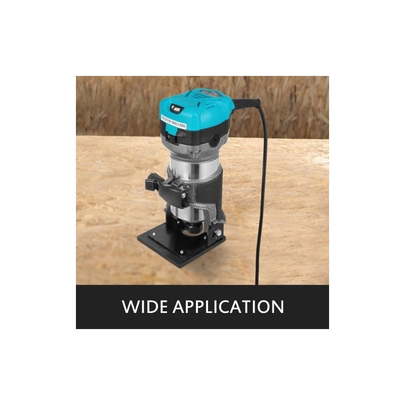 Jyrsin 710 W kompakti puuntyöstöön säädettävä 10000–30000 kierrosnopeus pehmeä käynnistys alumiinirunko