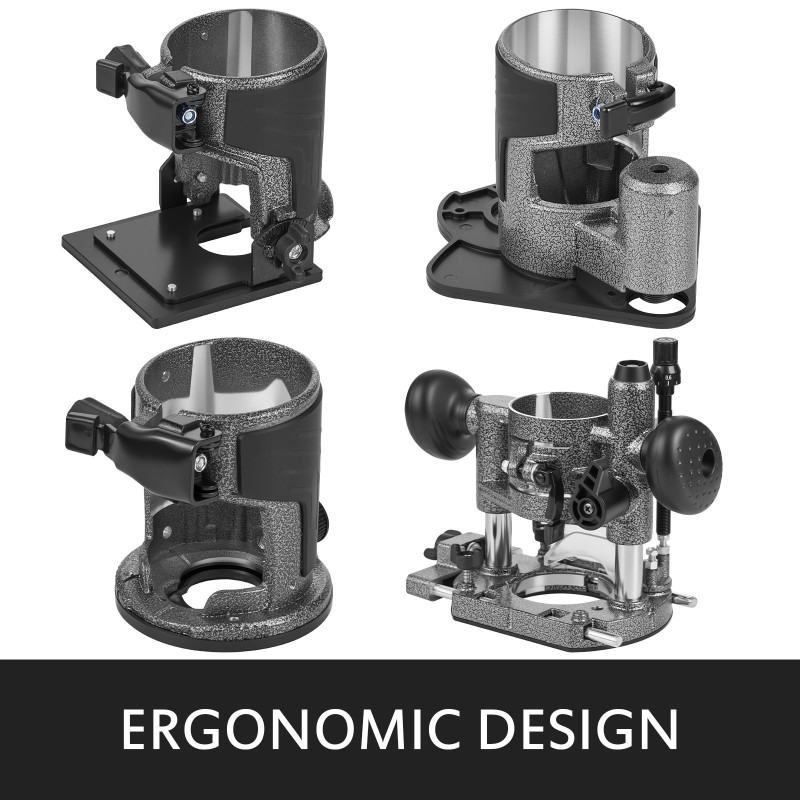Kompakti puujyrsin 800W painevalettu alumiinirunko 10000–30000 kierrosta minuutissa neljällä pohjalla