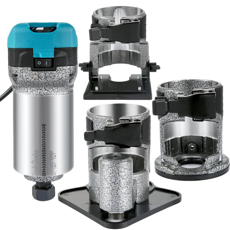 Puujyrsin alumiiniseosrunko 710 W neljällä pohjalla säädettävä nopeus