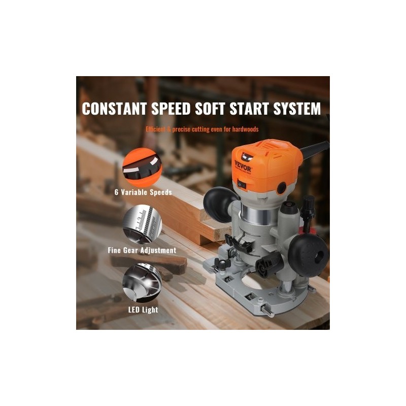 Puujyrsin 0,92 kW 6-portainen kompaktilla upotettavalla ja kiinteällä perusosalla