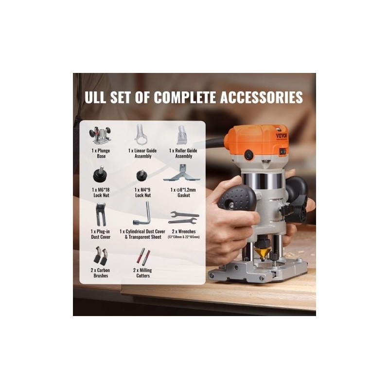 Puujyrsin 0,92 kW 6-portainen kompaktilla upotettavalla ja kiinteällä perusosalla