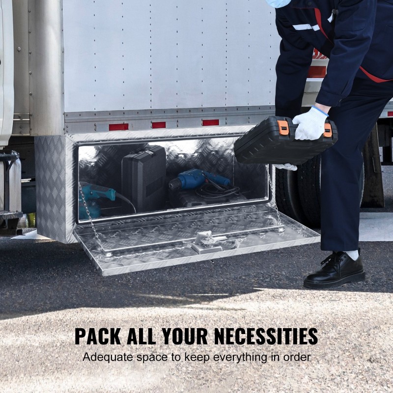 Alustan alainen alumiininen työkalulaatikko 914×430×460 mm lukollinen roiskevesitiivis