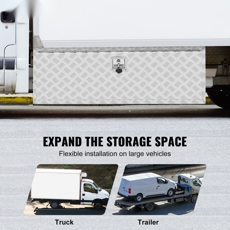 Alumiininen alarunkoinen säänkestävä työkalulaatikko 1219×610×610 mm T-muotoisella kahvalla ja avaimilla