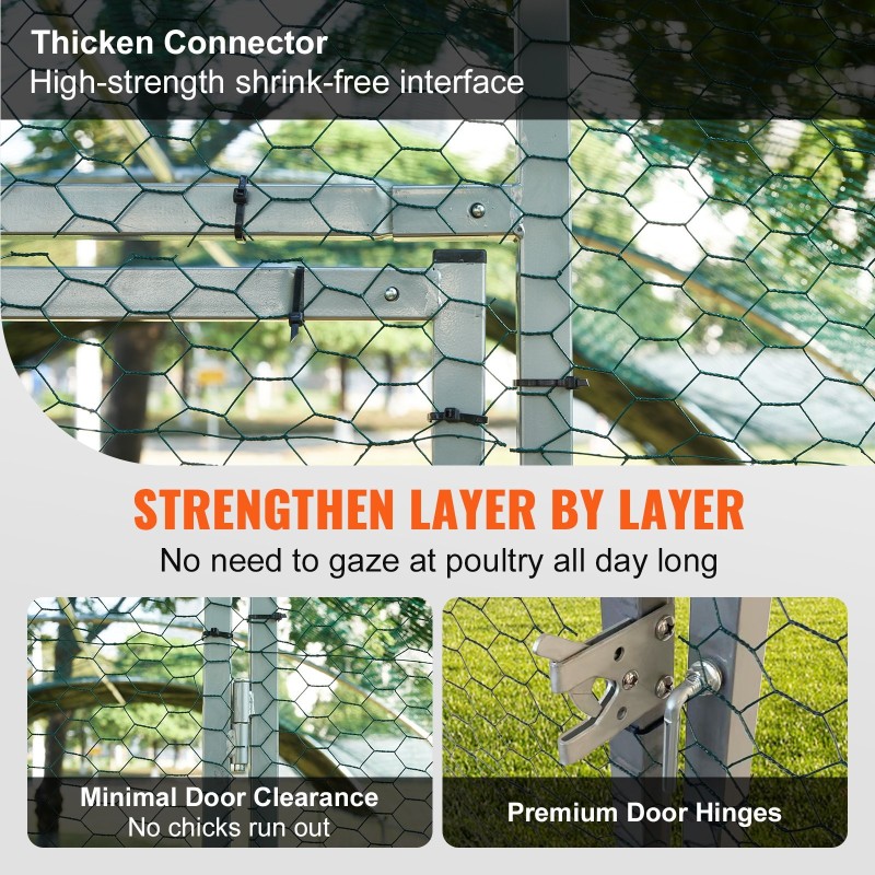 Teräksinen kanatarha 200 x 300 x 200 cm läpikuljettava vesitiivis suojapeitteellä