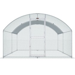 Metallinen ulkotarha teräsrunko polyeteenipeitteinen kupukatto 400 x 300 x 200 cm siipikarjalle