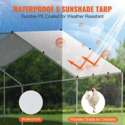 Metallinen käveltävä kanatarha 3x5,88x1,99 m galvanoidut teräsputket muovikatoksella turvalukolla