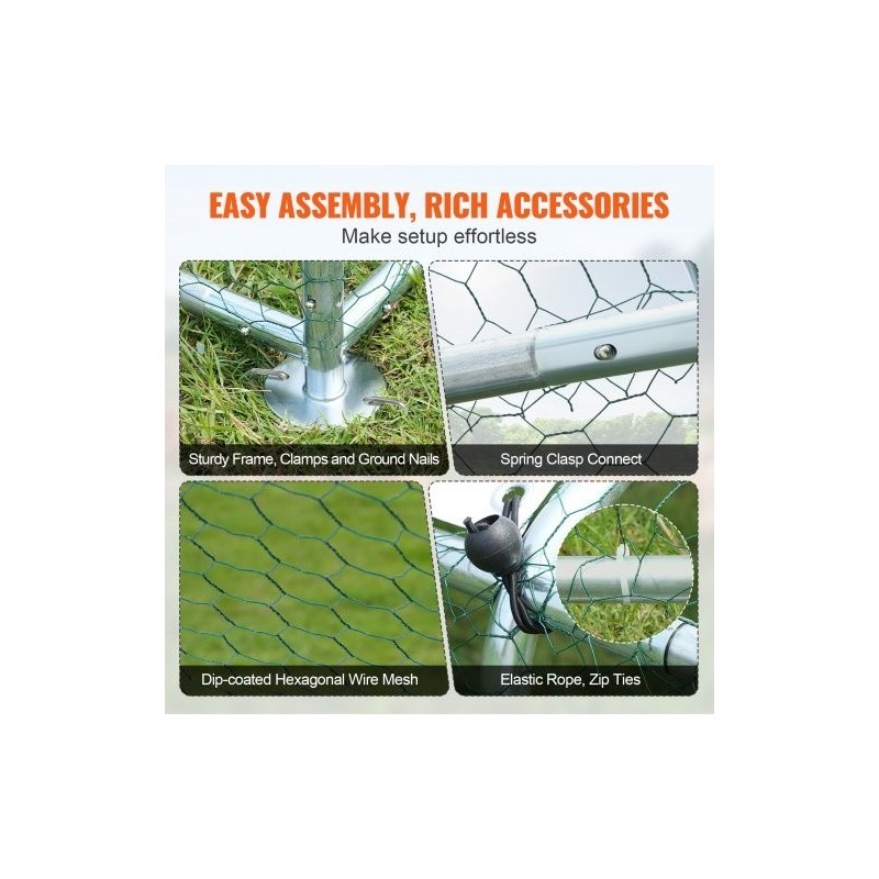 Metallinen käveltävä kanatarha 3x5,88x1,99 m galvanoidut teräsputket muovikatoksella turvalukolla