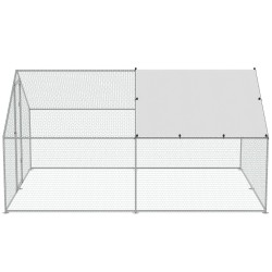 Kanatarha galvanoiduista teräsputkista 3x3 93x1 99 m PE katoksella lukittava ovi