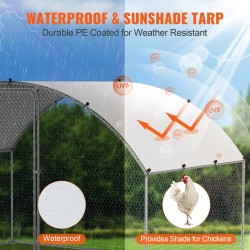 Metallinen käveltävä siipikarja-aita galvanoitu teräs 3x1,97x1,99 m PE-katoksella lukolla