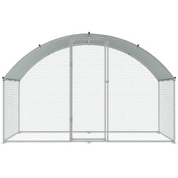 Metallinen käveltävä siipikarja-aita galvanoitu teräs 3x1,97x1,99 m PE-katoksella lukolla