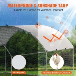 Metallinen käveltävä kanatarha 3x3,93x1,99 m galvanoidut teräsputket vedenpitävä PE-katos