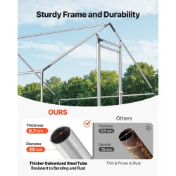 Metallinen käveltävä kanatarha galvanoiduista teräsputkista 3 x 6 x 2 m pressukatoksella