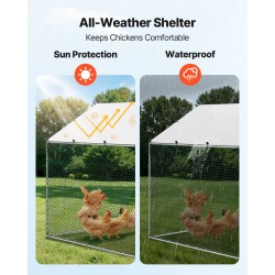 Metallinen käveltävä kanatarha galvanoiduista teräsputkista 3 x 6 x 2 m pressukatoksella