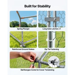 Metallinen käveltävä kanatarha galvanoiduista teräsputkista 3 x 6 x 2 m pressukatoksella