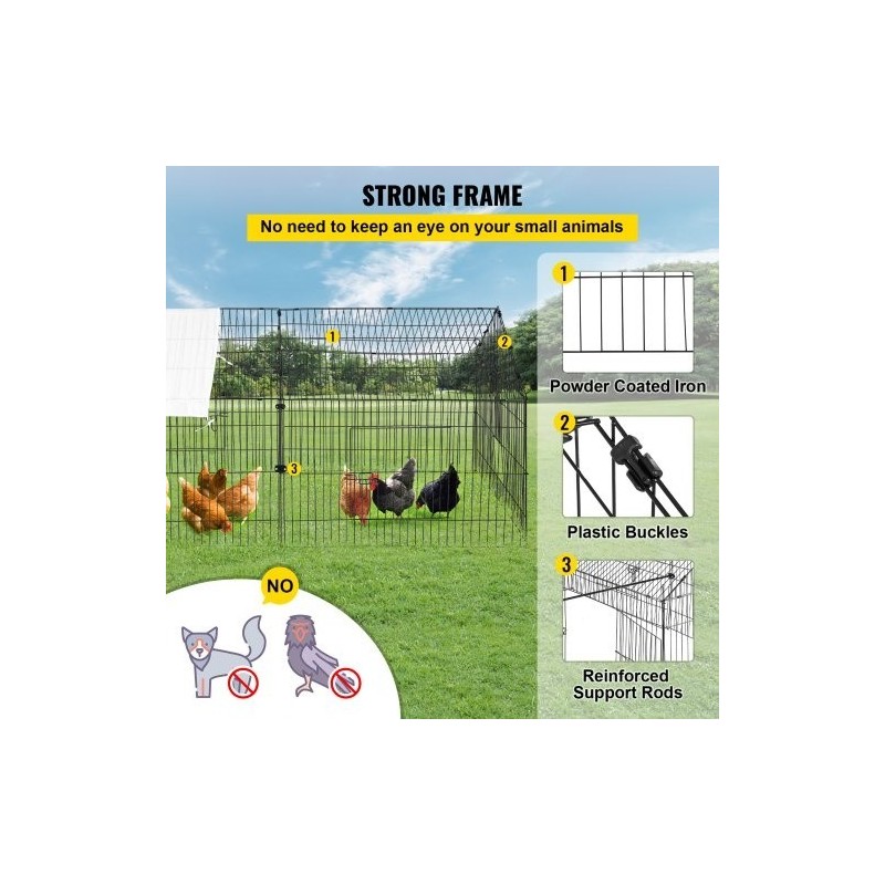 Metallinen kanahäkki 220 x 106 x 104 cm polyesteripeitteellä neljällä ovella