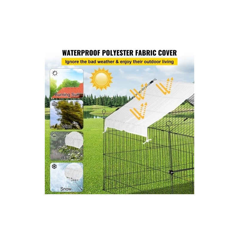 Metallinen kanahäkki 220 x 106 x 104 cm polyesteripeitteellä neljällä ovella