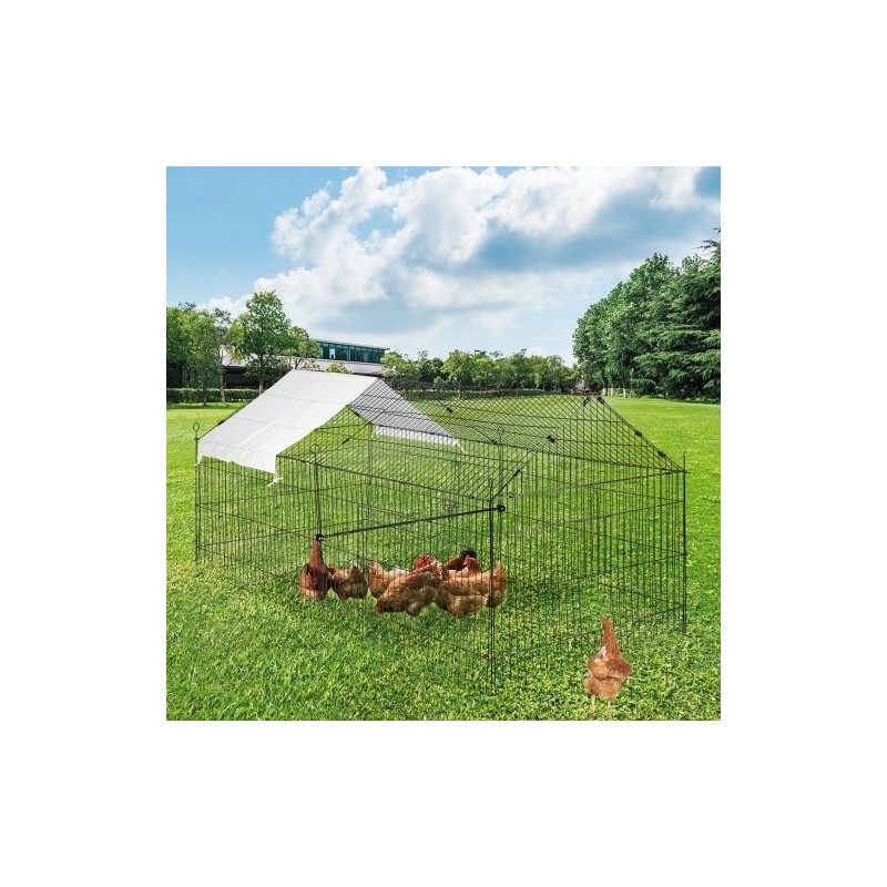 Metallinen kanahäkki 220 x 106 x 104 cm polyesteripeitteellä neljällä ovella