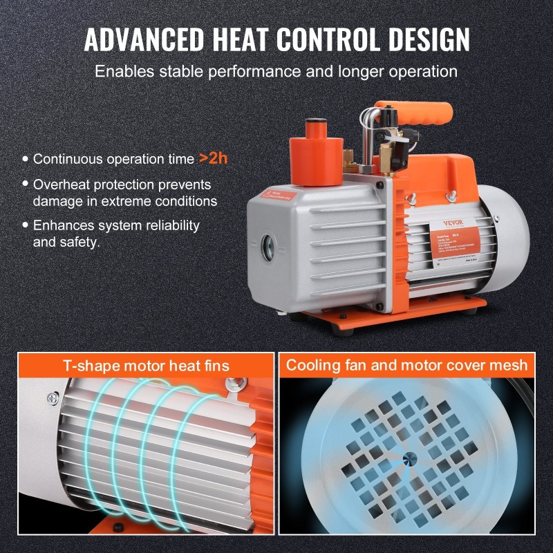 Tyhjiöpumppu 7 CFM kaksivaiheinen roottorityyppinen kuparimoottorilla ilmastointi- ja kylmäjärjestelmille 1/4–1/2 tuuman