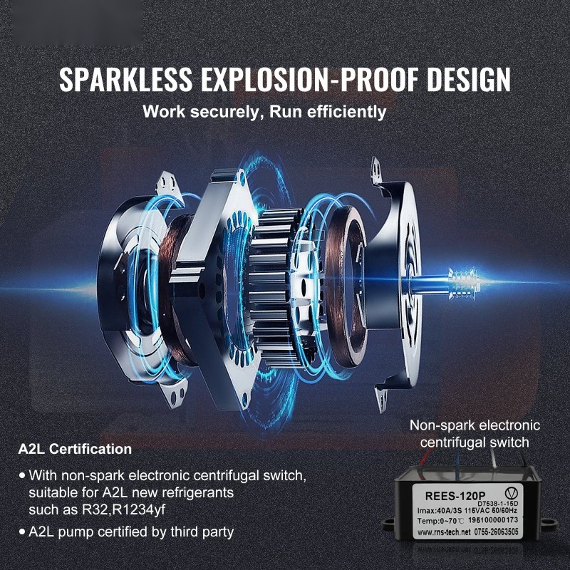 Kaksivaiheinen roottoriläppäpumppu puhdas kuparimoottori ilmastoinnin huoltoon 330 ml öljy