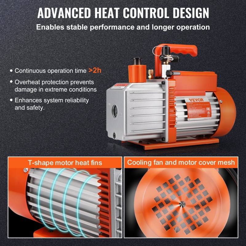 Kaksivaiheinen roottoriläppäpumppu puhdas kuparimoottori ilmastoinnin huoltoon 330 ml öljy