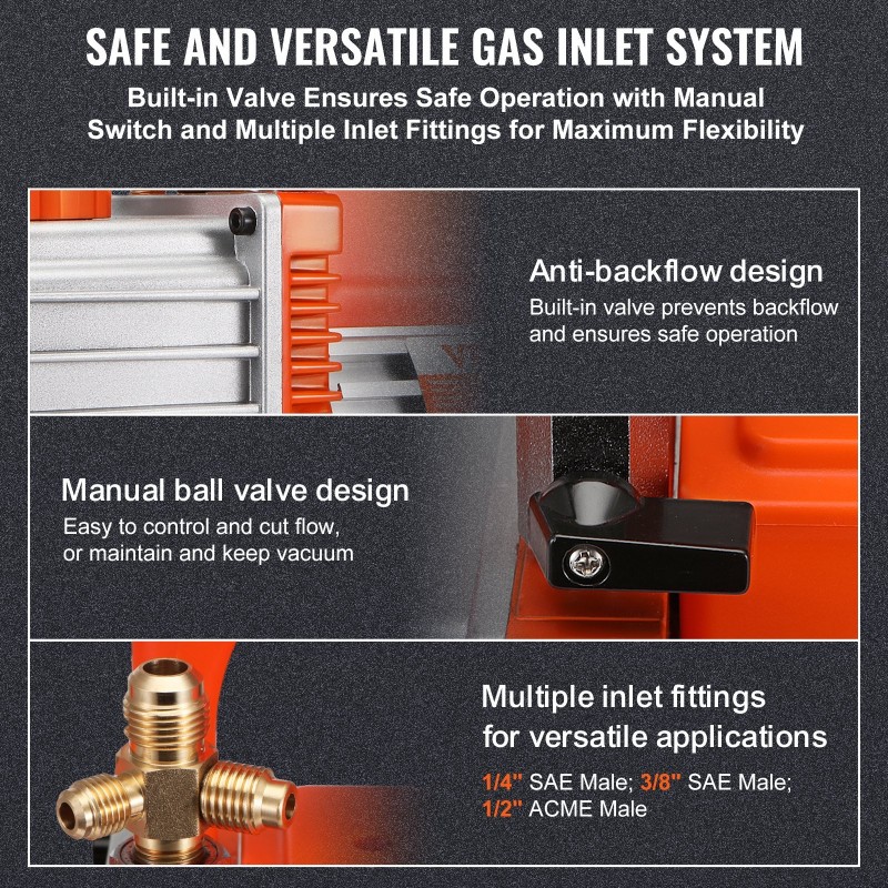 Kaksivaiheinen roottoriläppäpumppu puhdas kuparimoottori ilmastoinnin huoltoon 330 ml öljy