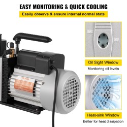 Kaksivaiheinen roottorityhjiöpumppu 483 l/min 0,75 hv valualumiinirunko 0,3 Pa