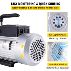 Tyhjiöpumppu yksivaiheinen 340 l/min 1 hv alumiinirunko 1/4 tuuman sisääntulo