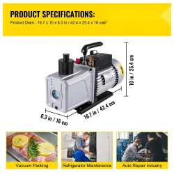 Tyhjiöpumppu yksivaiheinen 340 l/min 1 hv alumiinirunko 1/4 tuuman sisääntulo