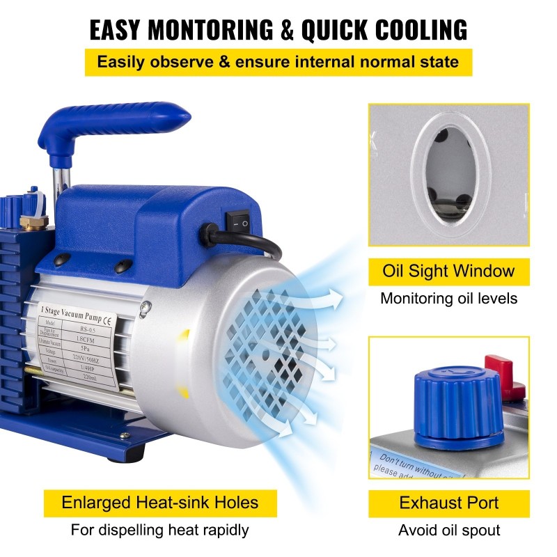 Yhden vaiheen tyhjiöpumppu 50 l/min 0,25 hv 220 V mittarisarja