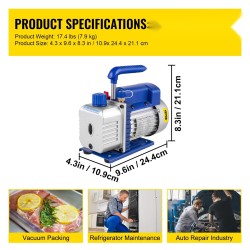 Tyhjiöpumppu ja manometrisarja 84 l/min 0,25 hv yksivaiheinen kylmäainehuoltosarja