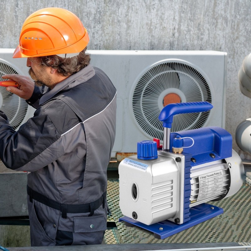 Kylmäainevakuumipumppu 4CFM 1/3HP alumiiniseosrunko kuparikäämimoottori jakotukkisarja kolme letkua sopii yleisille