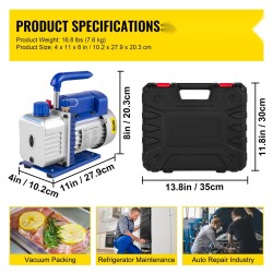 Metallirunkoinen tyhjiöpumppu ja R134a mittarisarja 4 CFM 1/4HP 3 letkua ilmastointihuoltoon