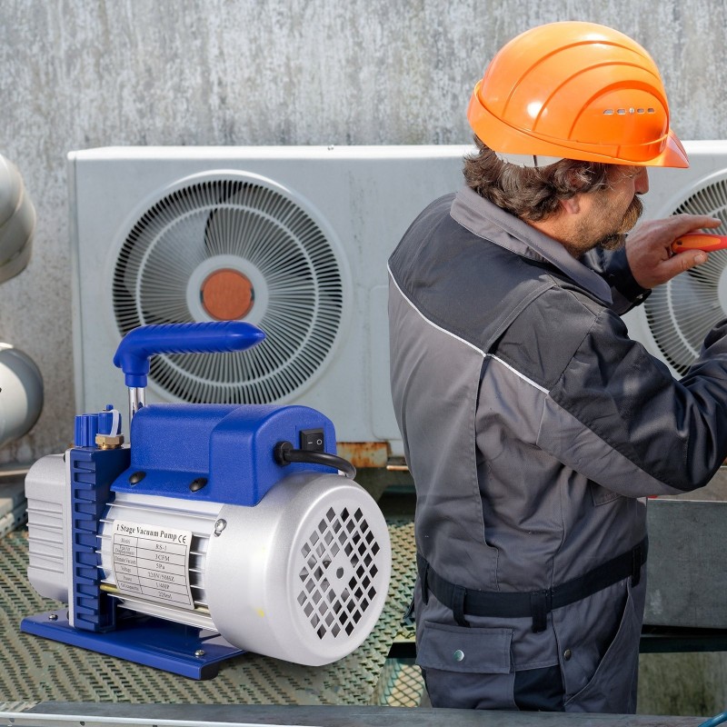 Tyhjiökammio ja yksivaiheinen tyhjiöpumppu 19 litraa ruostumatonta terästä 28 litraa minuutissa