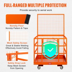 Teräksinen trukkiturvahäkki työalusta pyörillä 114 x 109 x 203 cm 635 kg