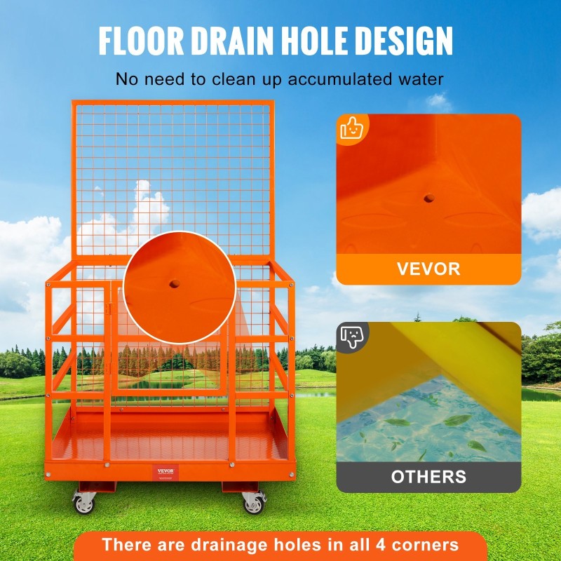 Teräksinen trukkiturvahäkki työalusta pyörillä 114 x 109 x 203 cm 635 kg